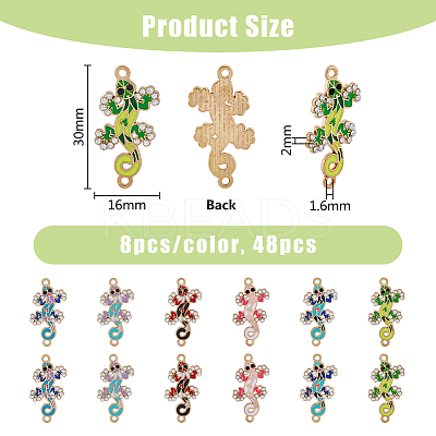 48Pcs 6 Colors Alloy Enamel Connector Charms ENAM-DC0001-44-1