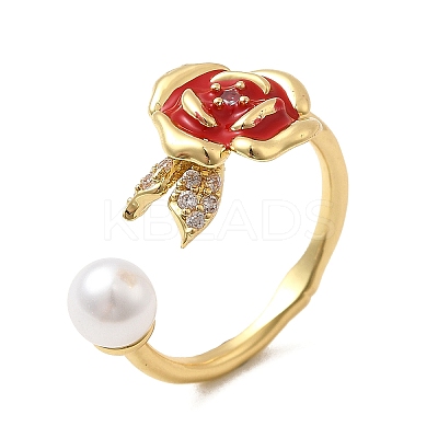 Brass Micro Pave Cubic Zirconia Cuff Rings RJEW-P166-03G-02-1