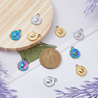 18Pcs 3 Colors Ion Plating(IP) 304 Stainless Steel Pendants Sets STAS-DC0014-12-1