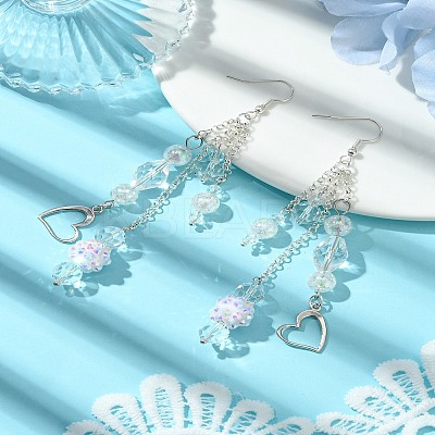 Brass Heart Dangle Earrings EJEW-FS00043-1