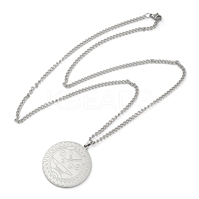 Non-Tarnish 304 Stainlessa Steel Curb Chain Pendant Necklaces NJEW-H034-02P-1