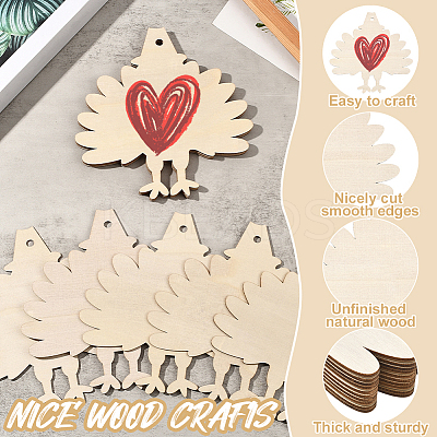 Thanksgiving Day Theme Unfinished Wood Pendant Decorations HJEW-WH20003-47A-1