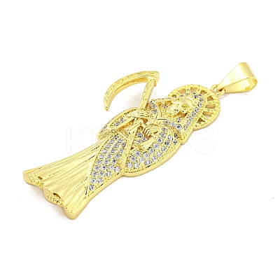 Rack Plating Brass Micro Pave Clear Cubic Zirconia Pendants KK-B091-30G-07-1