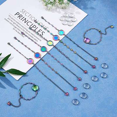 DIY Rainbow Color Blank Dome Link Bracelet Making Kit DIY-SZ0009-08-1