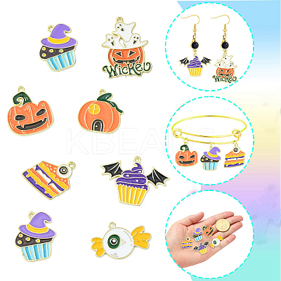 35Pcs 7 Styles Halloween Alloy Enamel Pendant ENAM-CJ0003-98-1
