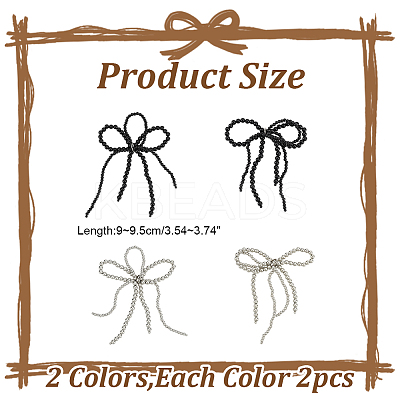 4Pcs Bowknot ABS Plastic Pearl Beads Shoes Charms PALLOY-HY00043-1