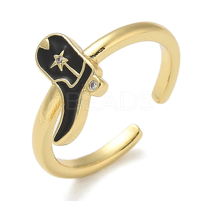 Rack Plating Brass Micro Pave Cubic Zirconia Open Cuff Rings for Women KK-K392-59G-05-1