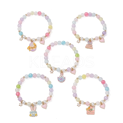Easter Alloy Enamel Charm Bracelets BJEW-JB13331-1