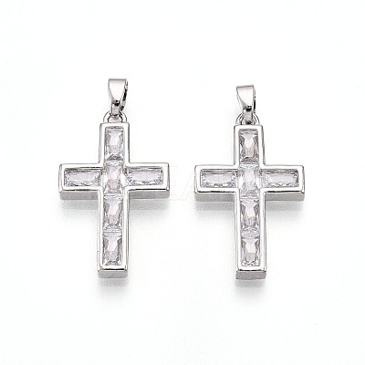 Brass Micro Pave Cubic Zirconia Pendants KK-N257-32P-1
