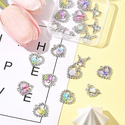 20Pcs 8 Styles Platinum Alloy Glass Pendants FIND-FS0003-78-1