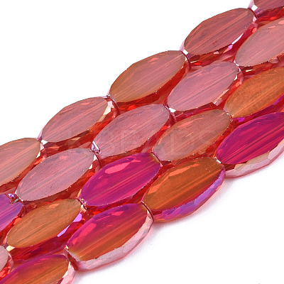 Electroplate Transparent Glass Beads Strands EGLA-Q125-010-1
