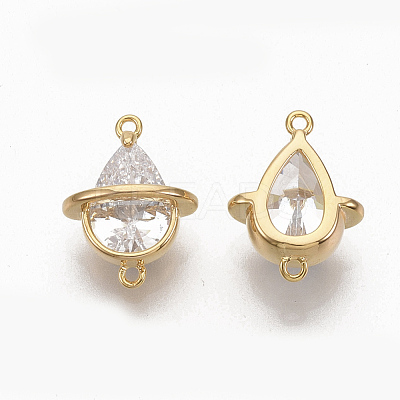 Brass Clear Cubic Zirconia Links ZIRC-Q021-047G-NF-1