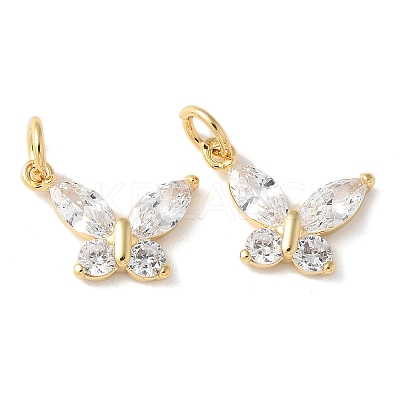 Brass Micro Pave Clear Cubic Zirconia Pendants KK-Q031-46G-02-1