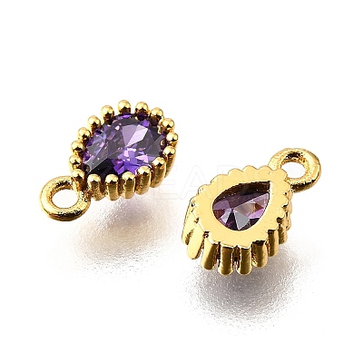 Brass Pave Cubic Zirconia Pendants KK-V011-21G-1