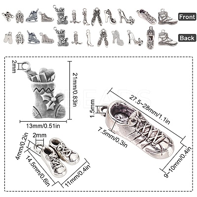 48Pcs 12 Style Tibetan Style Alloy Stilettos Pendants FIND-SC0002-30-1