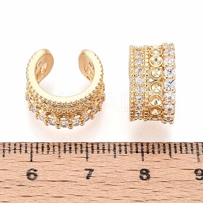 Brass Micro Pave Clear Cubic Zirconia Cuff Earrings EJEW-T047-82G-1