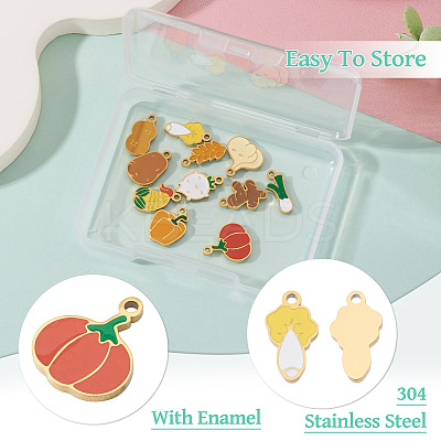 11Pcs 11 Styles Vegetables 304 Stainless Steel Enamel Charms STAS-TA0005-46-1
