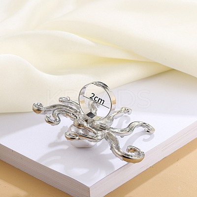 Octopus Brass & Acrylic & Plastic Pearl Finger Rings for Women FS-WGF8E69-01-1