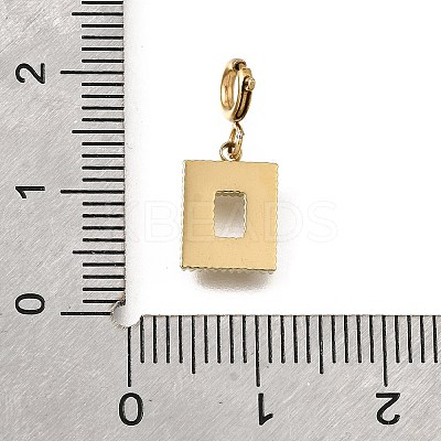 Rectangle 304 Stainless Steel Rhinestone Pendant Decorations STAS-H202-15G-1