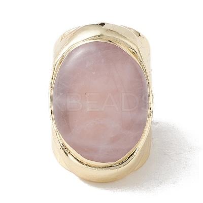 Gemstone Irregular Oval Open Cuff Ring RJEW-I082-11G-1