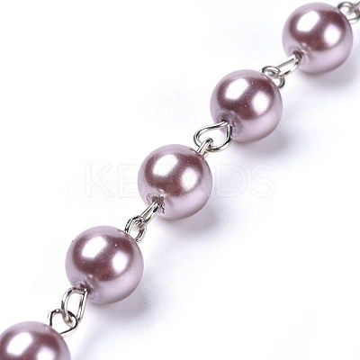 Handmade Dyed Glass Pearl Beaded Chains AJEW-JB00485-05-1