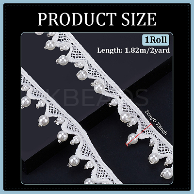 2Yards Polyester with Plastic Pearl Beaded Trim for DIY Sewing Craft OCOR-PH0036-53A-1