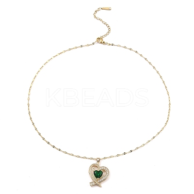 Heart Light Gold Brass Micro Pave Cubic Zirconia Pendant Necklaces NJEW-E105-09KCG-04-1