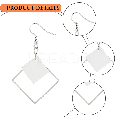 2 Pairs 2 Colors White Acrylic Rhombus Dangle Earrings EJEW-AN0001-85-1