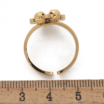 304 Stainless Steel Clover Open Cuff Rings for Women RJEW-A052-05G-1