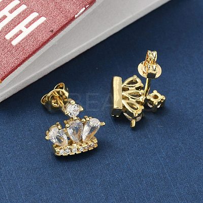 Brass Micro Pave Cubic Zirconia Stud Earrings EJEW-D323-05G-1