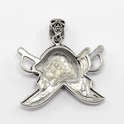Vintage Men's 304 Stainless Steel Focus Pirate Style Skull Pendants STAS-O044-08-1