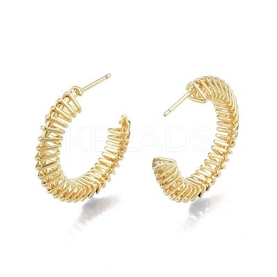 Brass Wire Swirl C-shape Stud Earrings EJEW-G322-04G-1