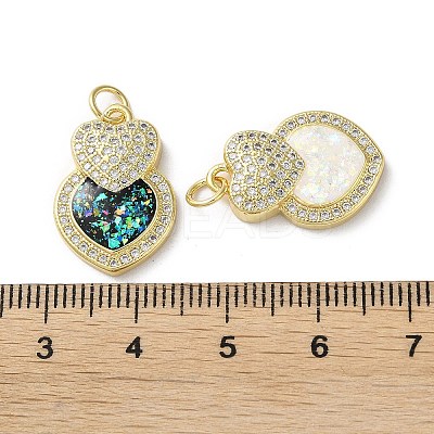Valentine's Day Brass Micro Pave Clear Cubic Zirconia Pendants KK-C045-35G-1