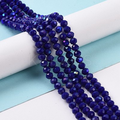 Electroplate Opaque Solid Color Glass Beads Strands EGLA-A034-P6mm-L12-1