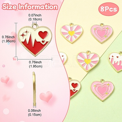 8Pcs 4 Colors Alloy Enamel Pendants ENAM-YW0004-31-1