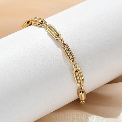 304 Stainless Steel Spring Oval Link Chain Bracelets for Women Men BJEW-S164-01G-1