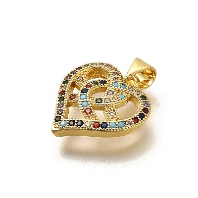 Rack Plating Brass Micro Pave Cubic Zirconia Pendants KK-L226-001G-10-1