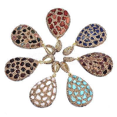 Polymer Clay Rhinestone Pendants RB-S056-11A-G-1