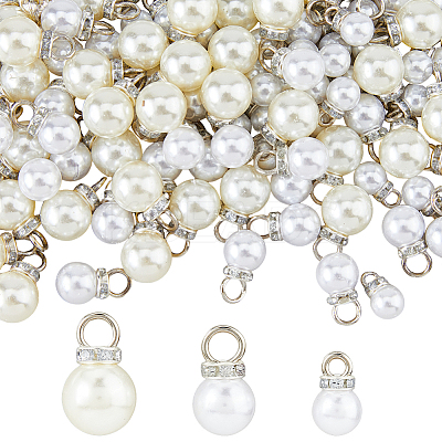 120Pcs 3 Styles ABS Plastic Imitation Pearl Pendants KY-HS0004-09-1