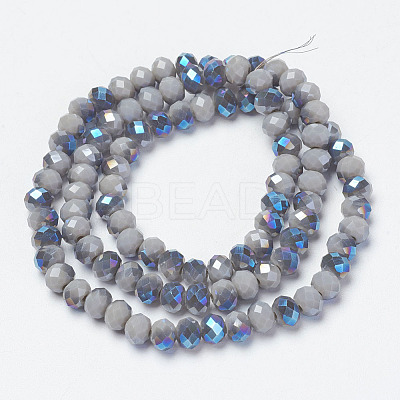 Electroplate Opaque Solid Color Glass Beads Strands EGLA-A034-P4mm-I06-1
