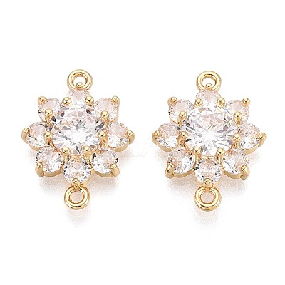 Brass Pave Clear Cubic Zirconia Connector Charms X-KK-N284-14G-1