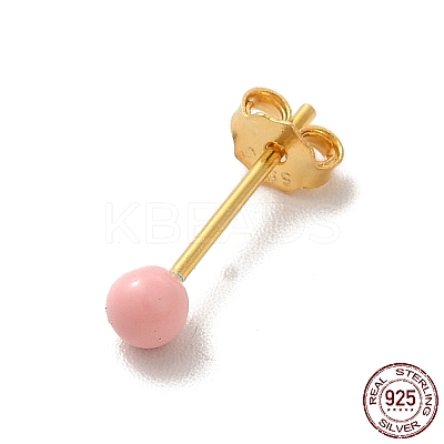 Enamel Round Ball Stud Earrings EJEW-C020-01G-06-1