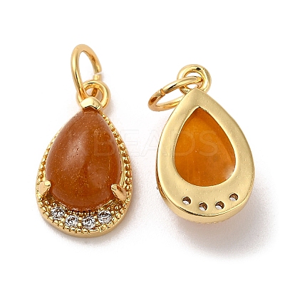 Natural Yellow Jade Teardrop Charms G-A034-01G-02-1