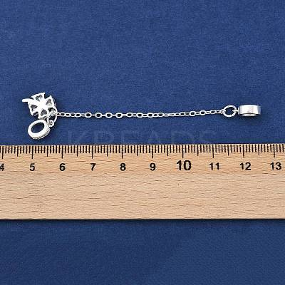 Brass Pave Clear Cubic Zirconia European Safety Chains with Charms KK-L236-15C-S-1