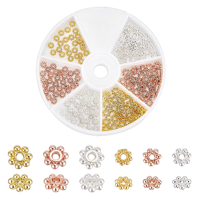 180Pcs 6 Style Zinc Alloy Spacer Beads FIND-PH0007-18-1