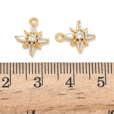 Brass Micro Pave Cubic Zirconia Star Charms KK-A281-13B-G-1