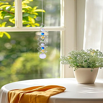 Alloy Glass Octagon & Round Rotating Suncatchers HJEW-WH0001-31P-02-1