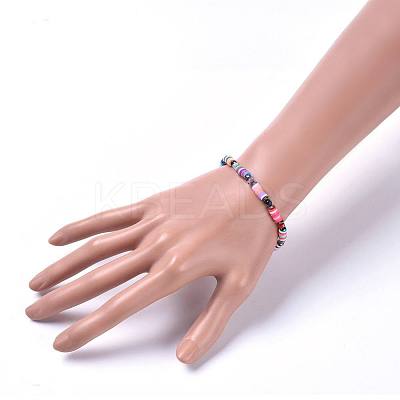 Polymer Clay Heishi Beads Beads Stretch Bracelets BJEW-JB04451-1