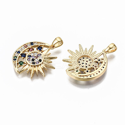 Brass Micro Pave Colorful Cubic Zirconia Pendants X-KK-R114-08-NF-1
