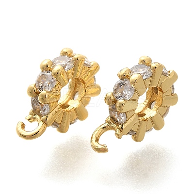 Flat Round Rack Plating Brass Micro Pave Cubic Zirconia Tube Bails KK-H508-09G-1